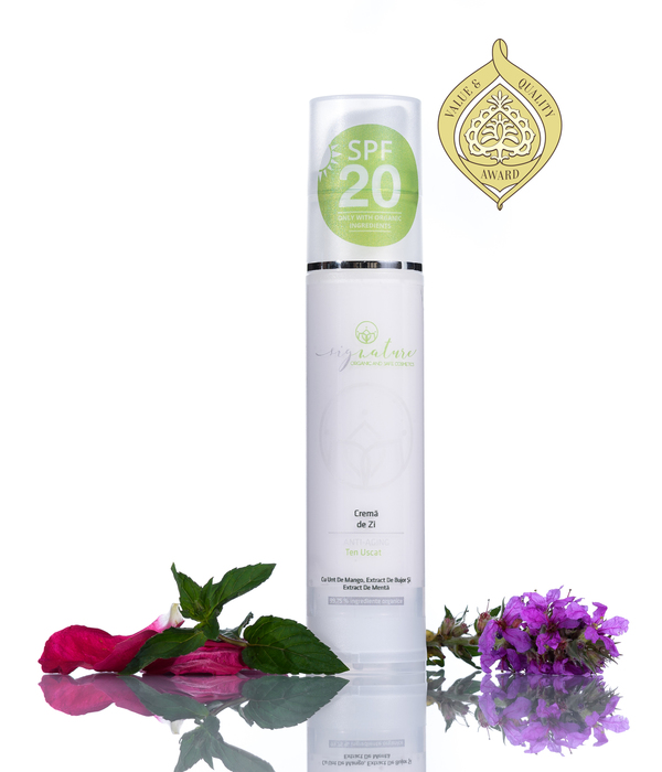 Hidratáló Nappali Arckrém Száraz Arcbőrre Lágy Mangóvajjal, Bazsarózsa- és Menta Kivonatával - 50 ml