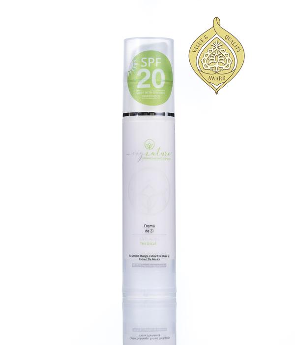 Hidratáló Nappali Arckrém Száraz Arcbőrre Lágy Mangóvajjal, Bazsarózsa- és Menta Kivonatával - 50 ml