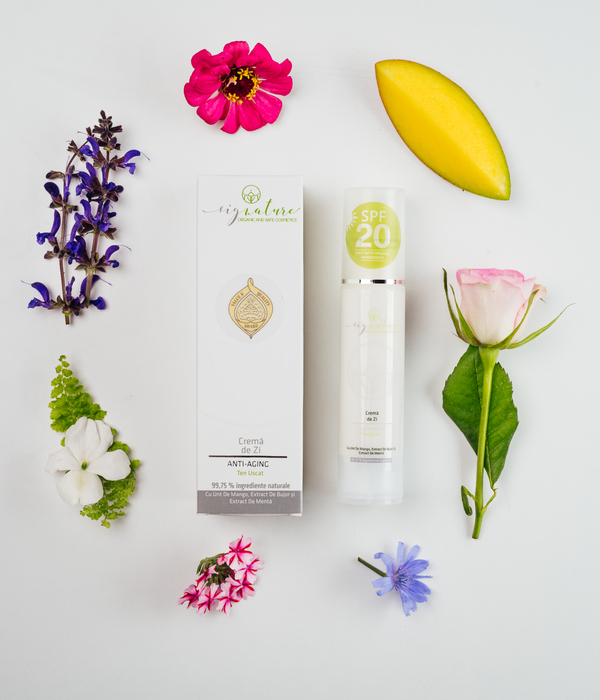 Hidratáló Nappali Arckrém Száraz Arcbőrre Lágy Mangóvajjal, Bazsarózsa- és Menta Kivonatával - 50 ml